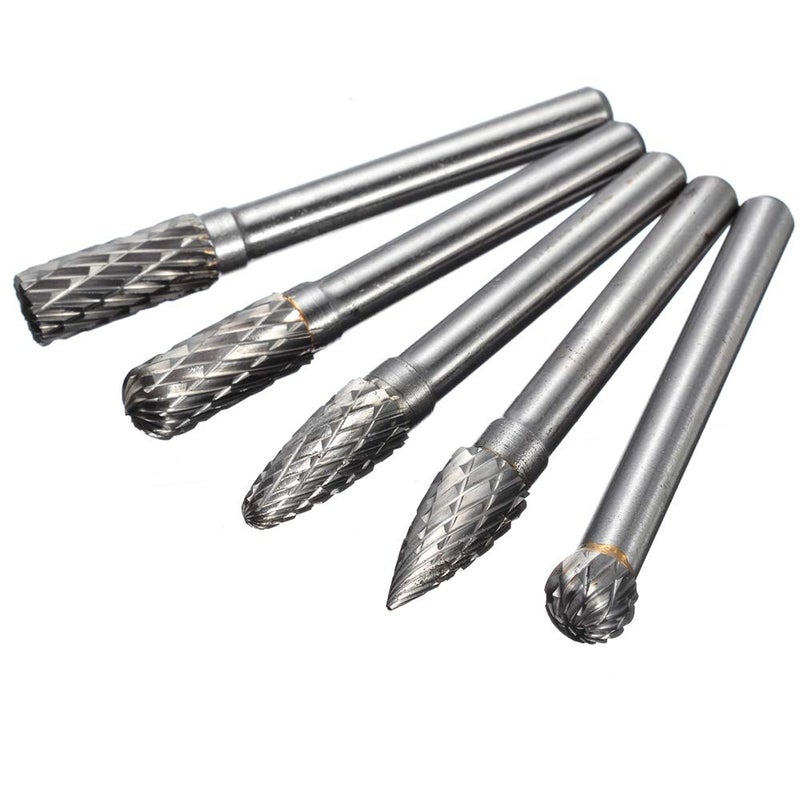 YEEZUGO 5 PCS Double Cut Tungsten Carbide Rotary Burrs 1/4"(6mm) Shank and 2/5"(10 mm) Head Size Die Grinder Bits for Drilling Polishing Carving Engraving by YEEZUGO - Image 3